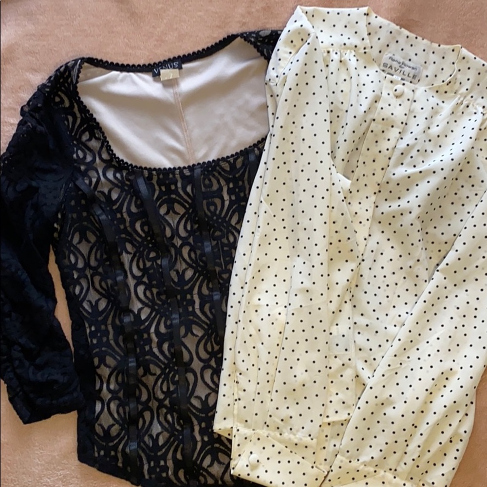 Lot of 2: Dress tops, Black size L, Cream size 12